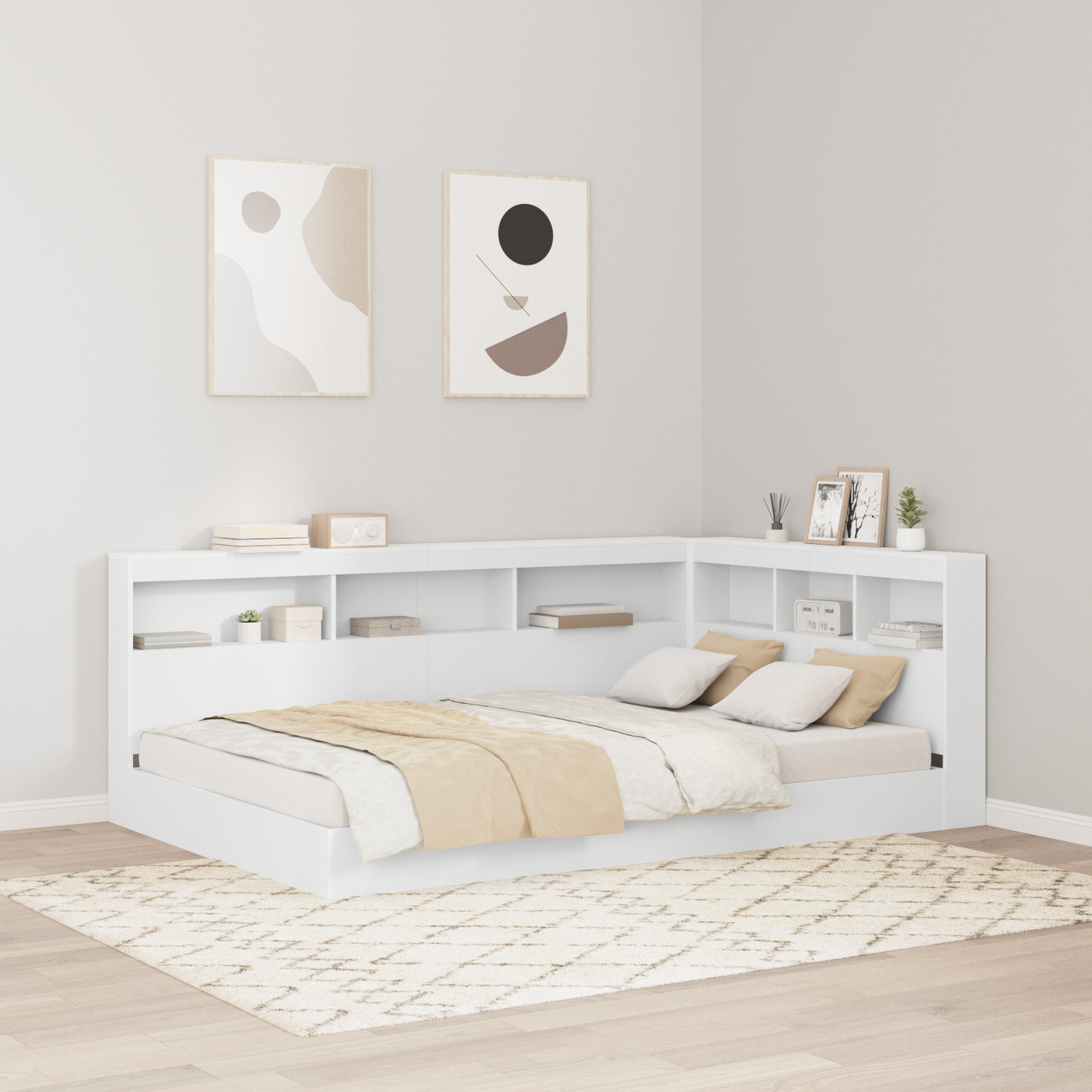 Storage Headboard with Shelf White 120 cm Engineered Wood