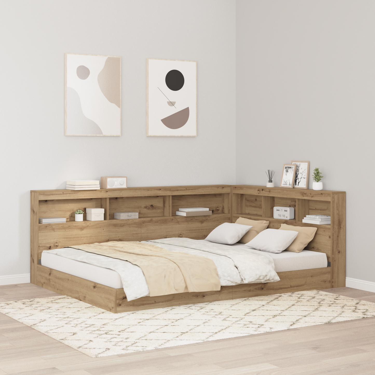 Storage Headboard with Shelf Artisan Oak 140 cm Engineered Wood
