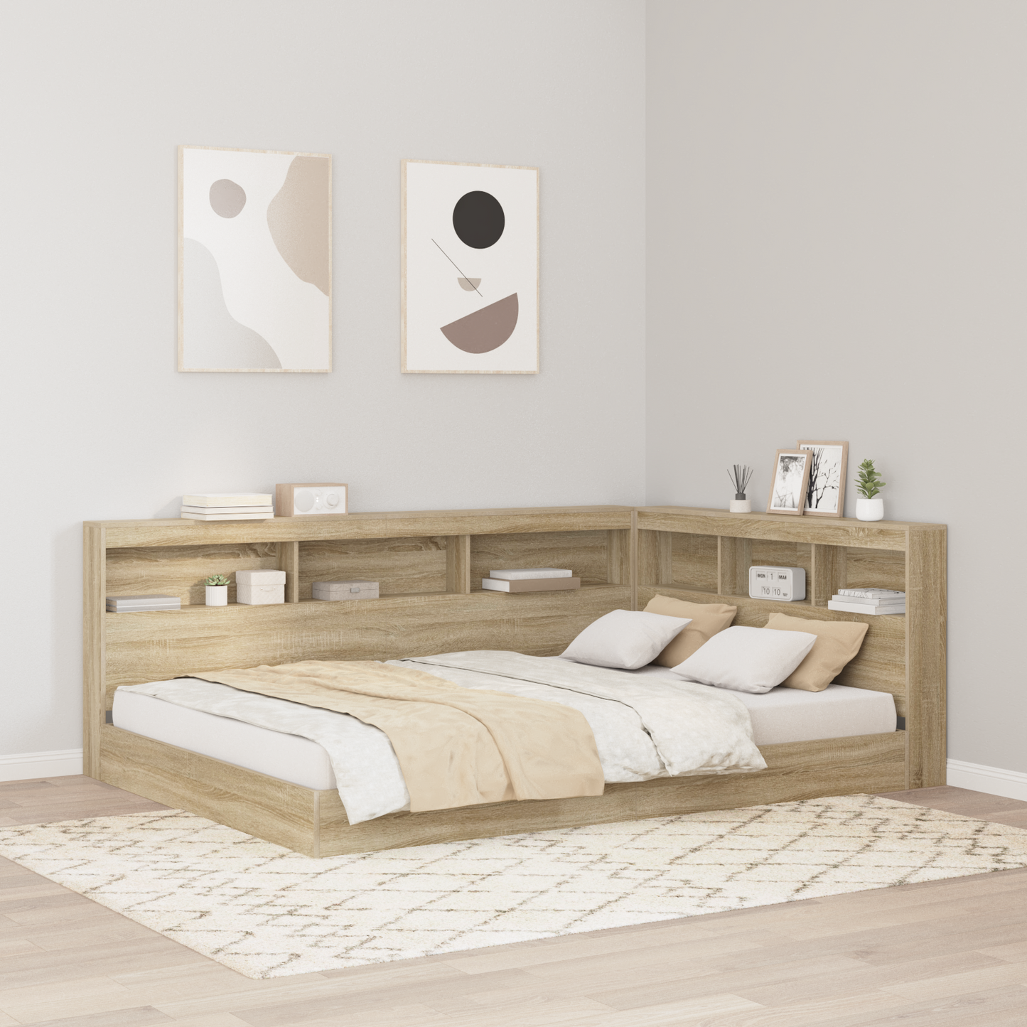 Storage Headboard with Shelf Sonoma Oak 150 cm Engineered Wood