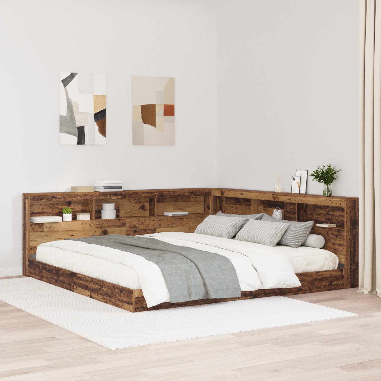 Storage Headboard with Shelf Old Wood 180 cm Engineered Wood