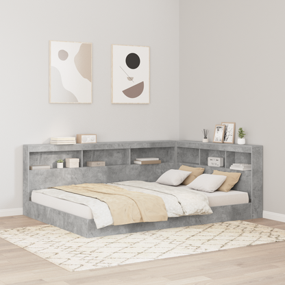 Storage Headboard Concrete Grey 135 cm Engineered Wood