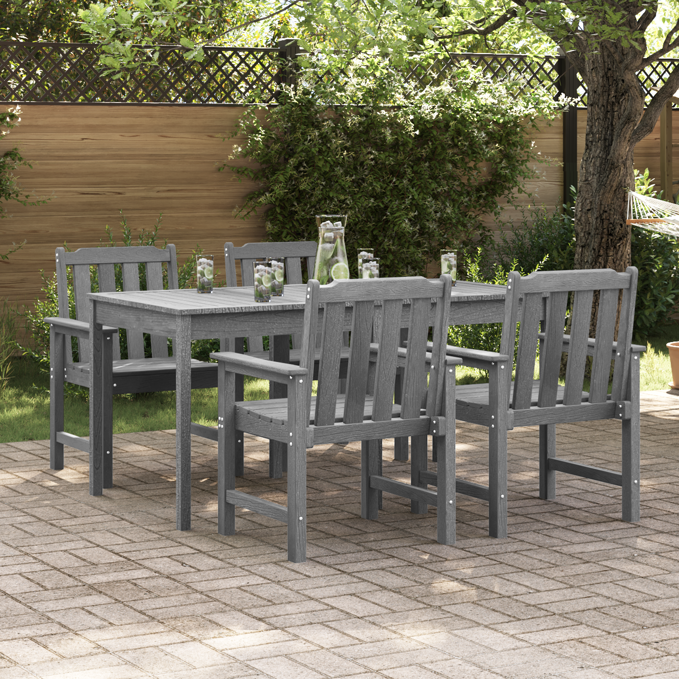 Garden Chair 4 pcs Light Grey 65.5 x 59 x 88 cm Polyethylene
