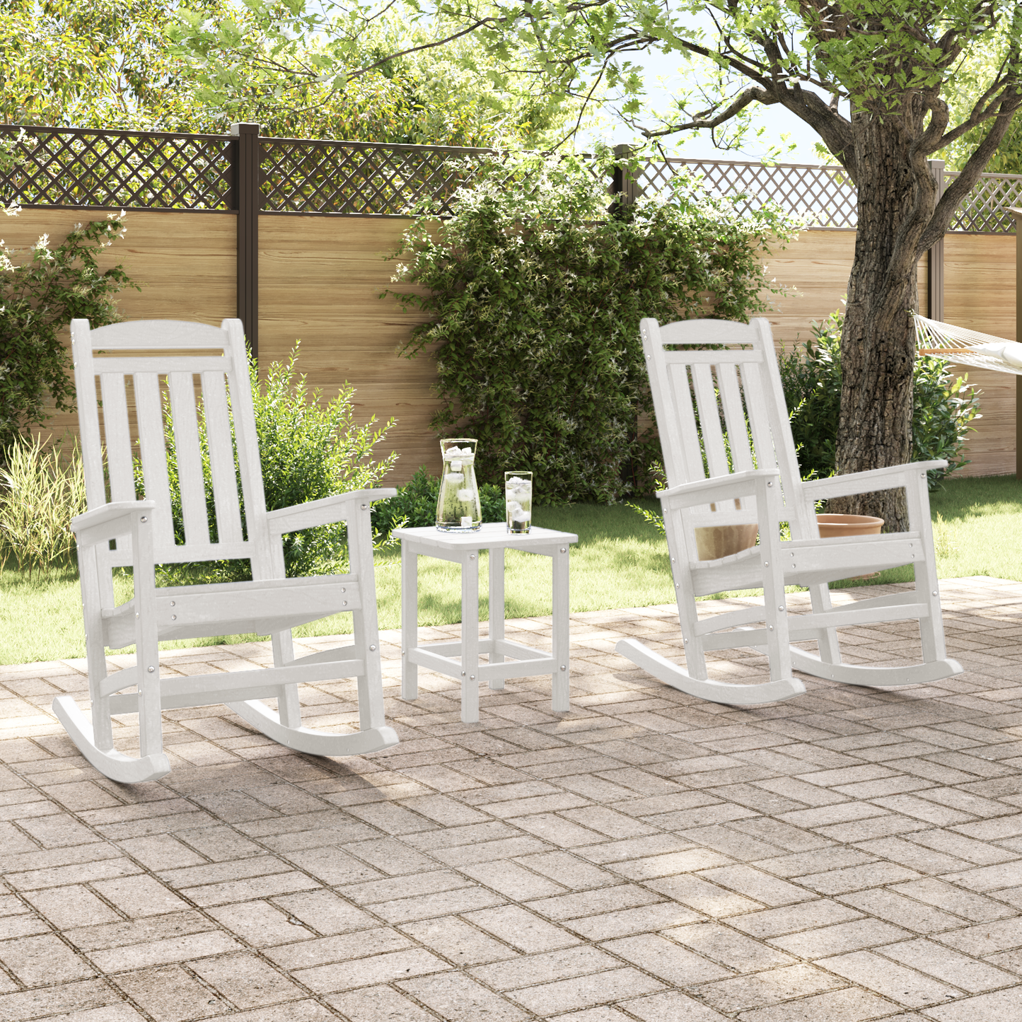 Rocking Chair 2 pcs White 92 x 70 x 108 cm Polyethylene