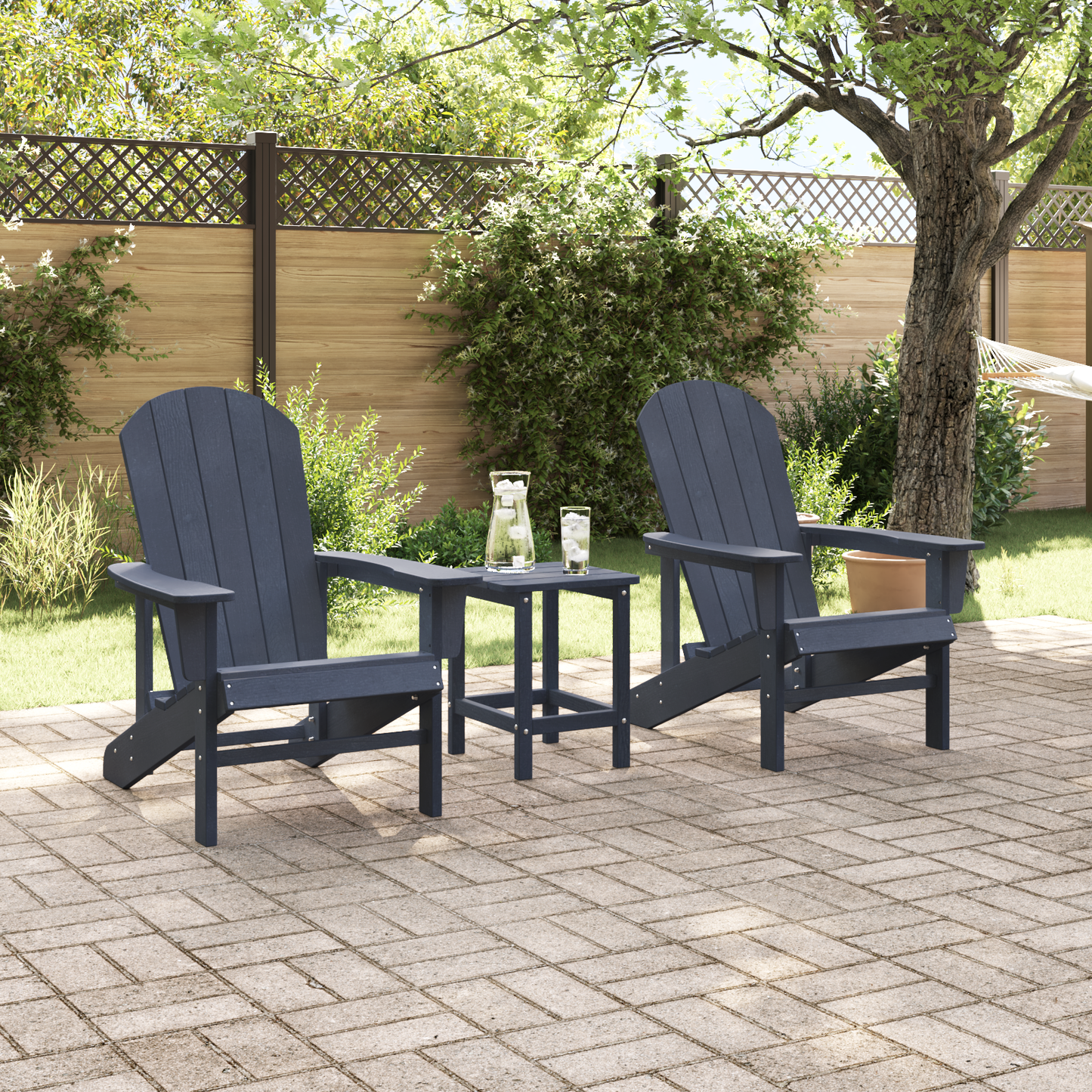 Garden Chair 3 pcs Navy Polyethylene
