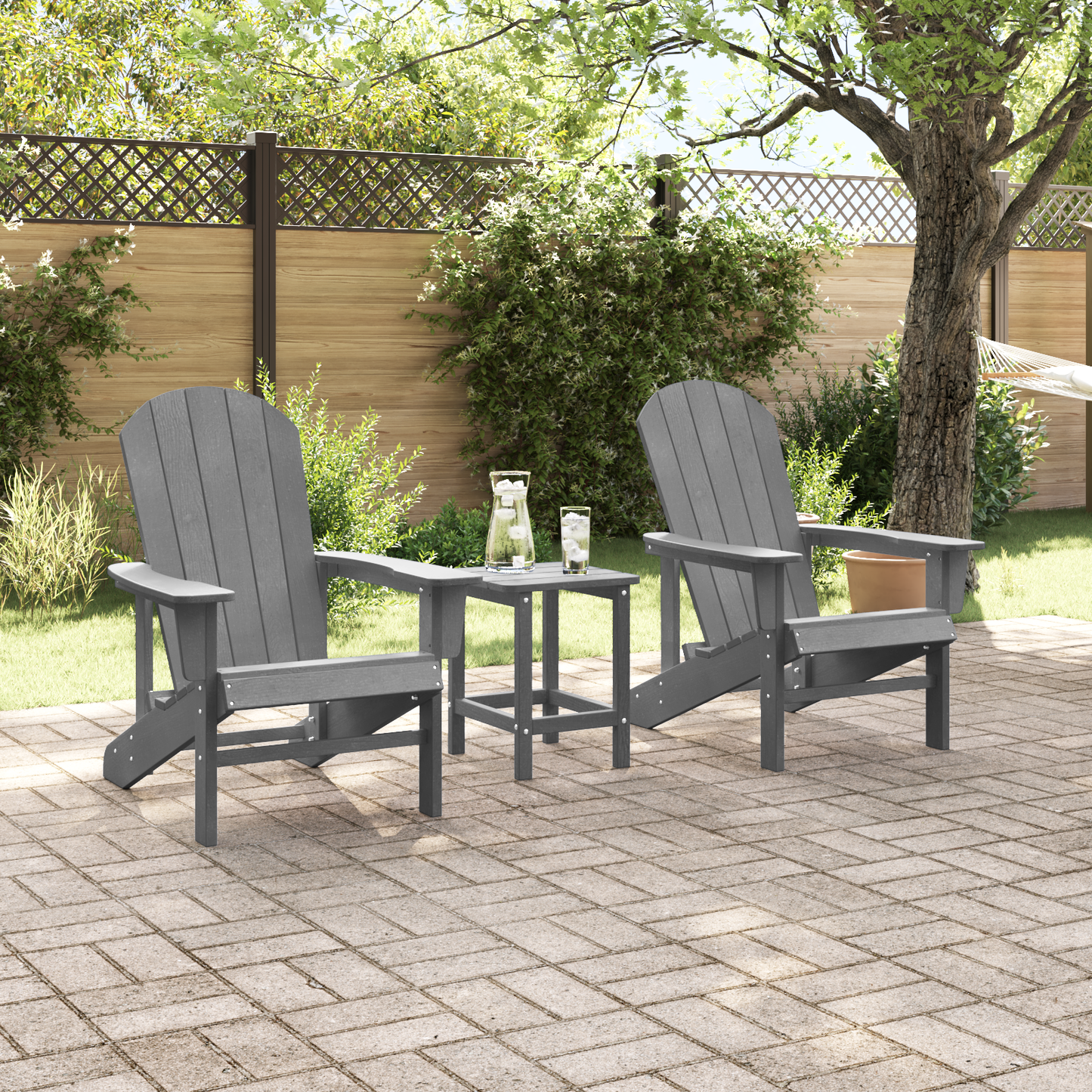 Garden Chair 3 pcs Light Grey Polyethylene