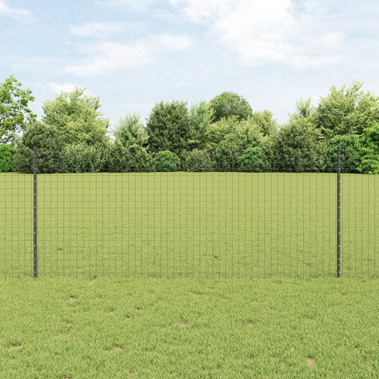 Embedded Fence Post 22 pcs Grey 140 cm Powder-Coated Steel
