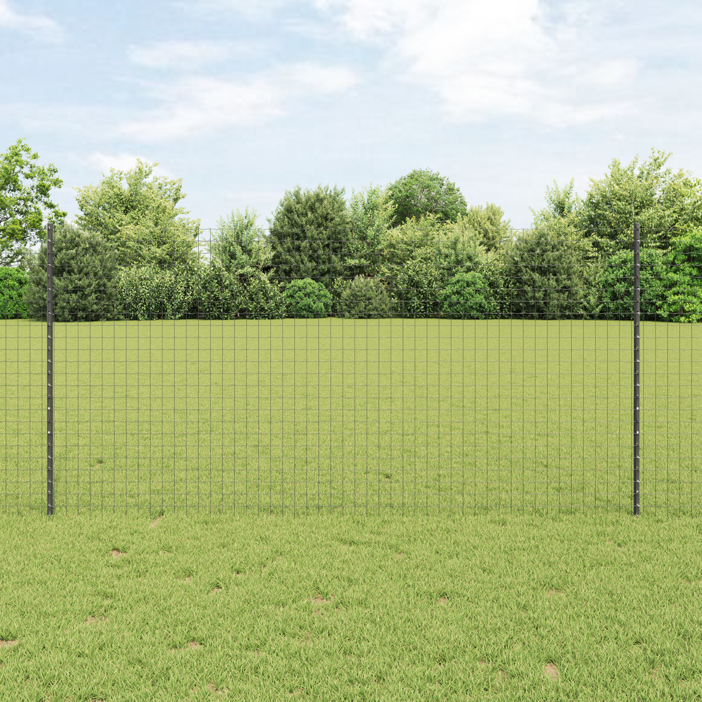 Embedded Fence Post 44 pcs Grey 160 cm Powder-Coated Steel
