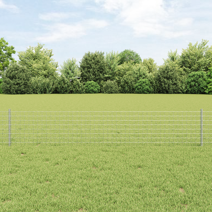 Embedded Fence Post 44 pcs Silver 80 cm Powder-Coated Steel