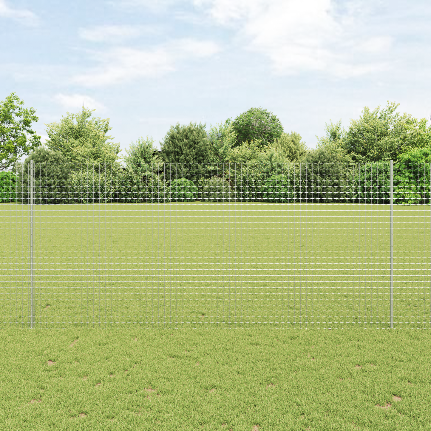 Embedded Fence Post 22 pcs Silver 180 cm Powder-Coated Steel