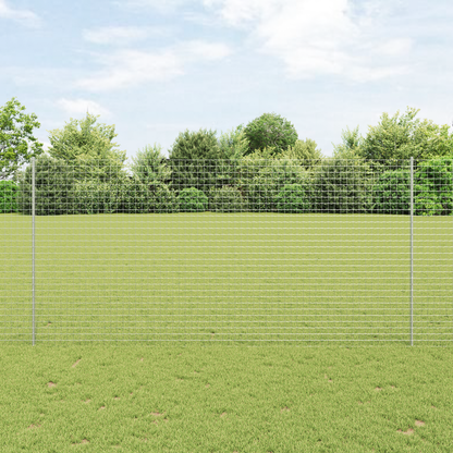 Embedded Fence Post 44 pcs Silver 200 cm Powder-Coated Steel