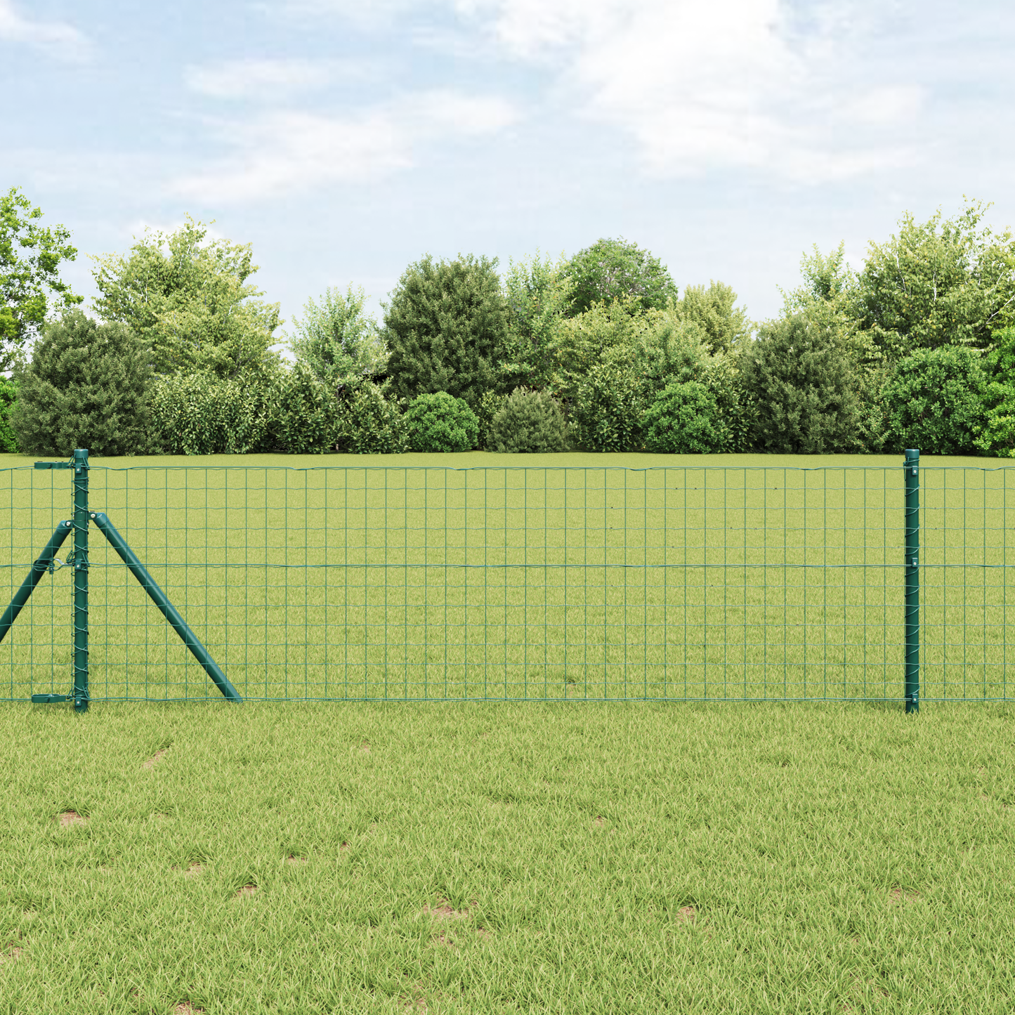 Embedded Fence Post 52 pcs Green Powder-Coated Steel