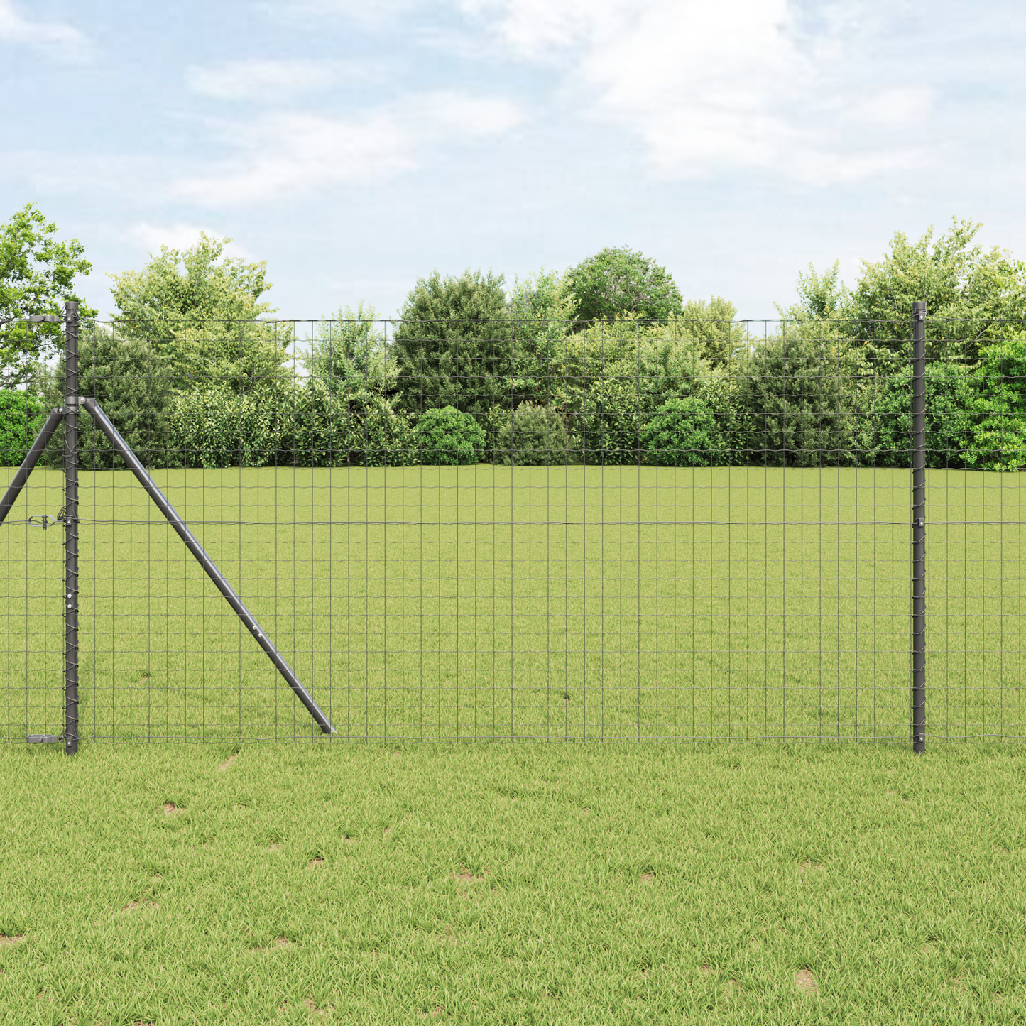 Embedded Fence Post 52 pcs Grey Powder-Coated Steel