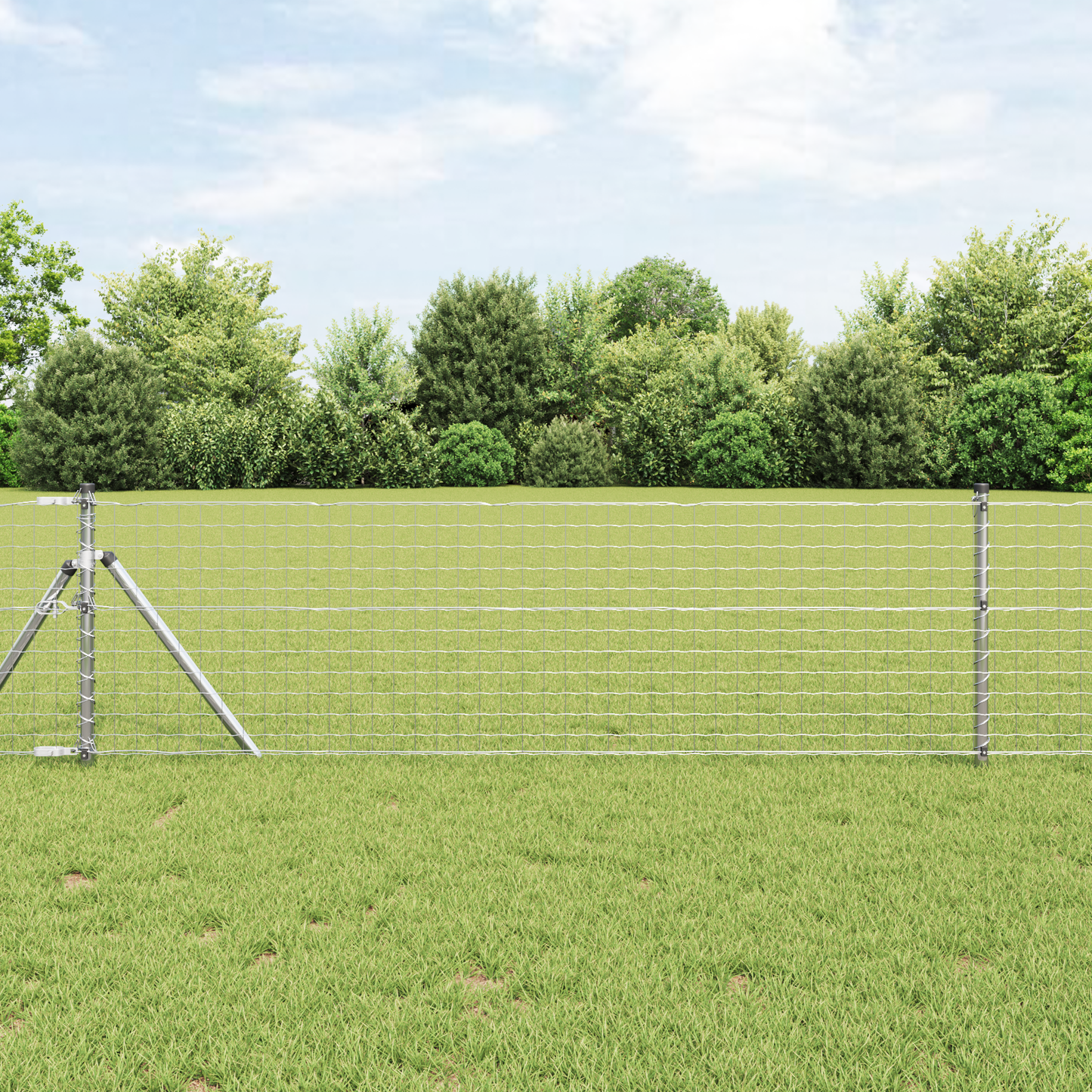 Embedded Fence Post 52 pcs Silver Powder-Coated Steel