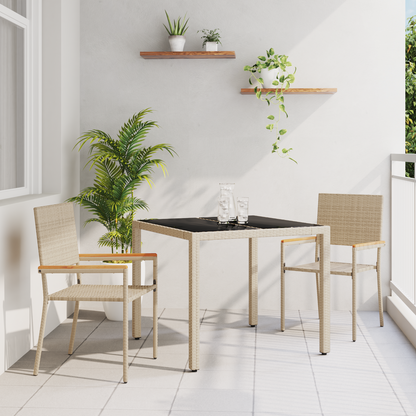 Garden Dining Set 3 pcs Beige Poly Rattan