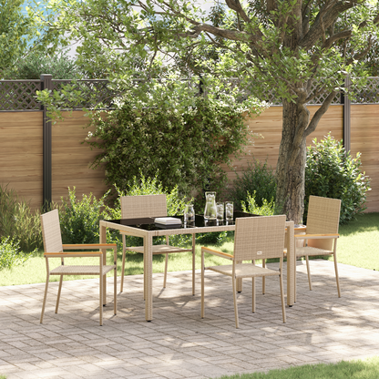 Garden Dining Set 5 pcs Beige Poly Rattan