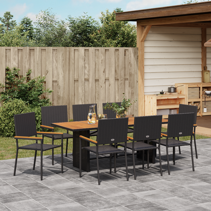 Garden Dining Set 9 pcs Black Poly Rattan