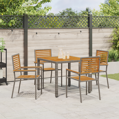 Garden Dining Set 5 pcs Grey and Brown Poly Rattan