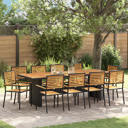 Garden Dining Set 11 pcs Black and Brown Poly Rattan