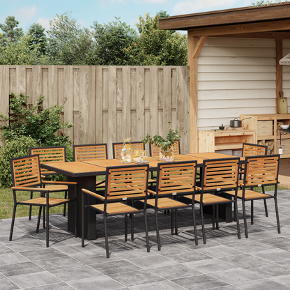 Garden Dining Set 11 pcs Black and Brown Poly Rattan