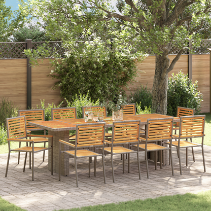 Garden Dining Set 11 pcs Grey and Brown Poly Rattan