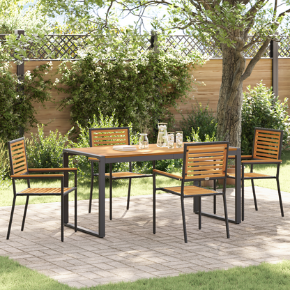 Garden Dining Set 5 pcs Black and Brown Poly Rattan