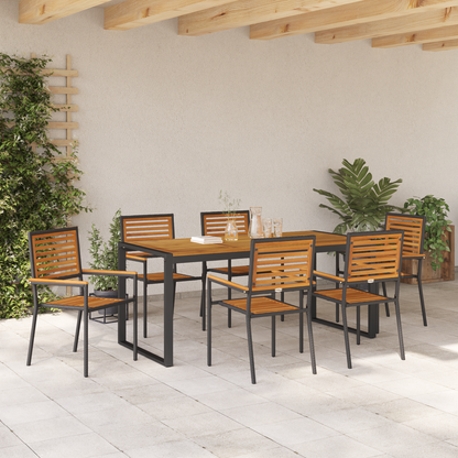 Garden Dining Set 7 pcs Black and Brown Poly Rattan