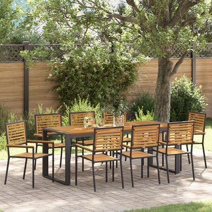 Garden Dining Set 9 pcs Black and Brown Poly Rattan