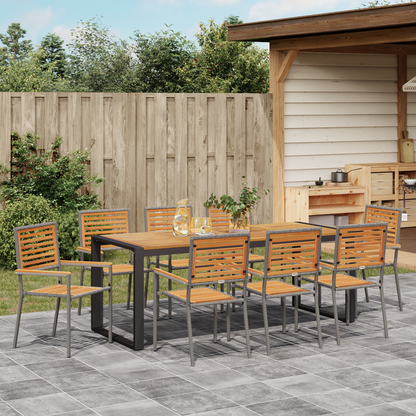 Garden Dining Set 9 pcs Grey and Brown Poly Rattan