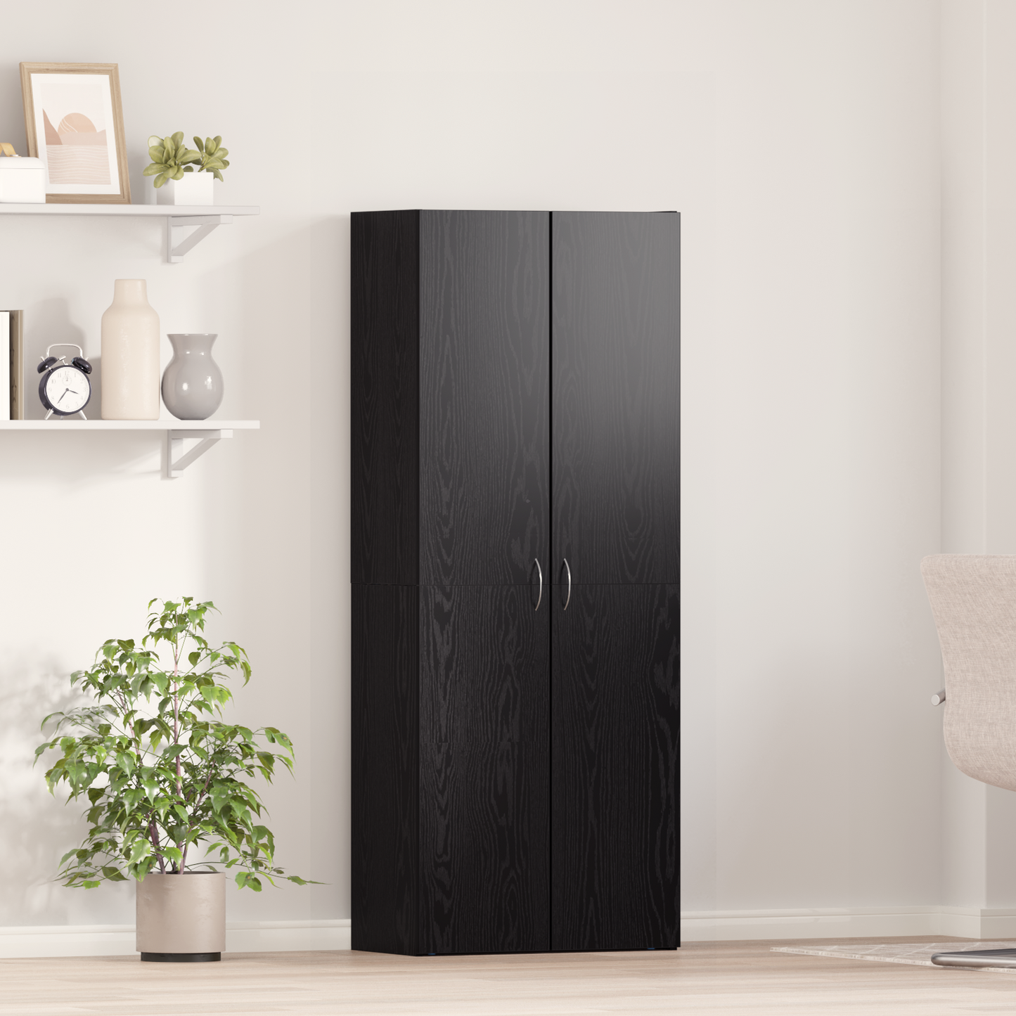 Office Cabinet Black Oak 60 x 32 x 152.5 cm Engineered Wood