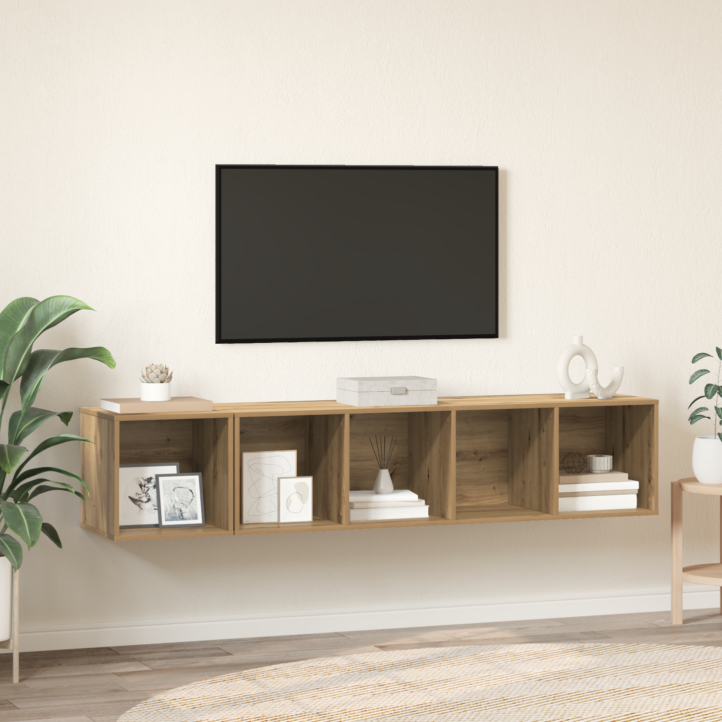 TV Cabinet Set Wall-mounted 2 pcs Artisan Oak Engineered Wood