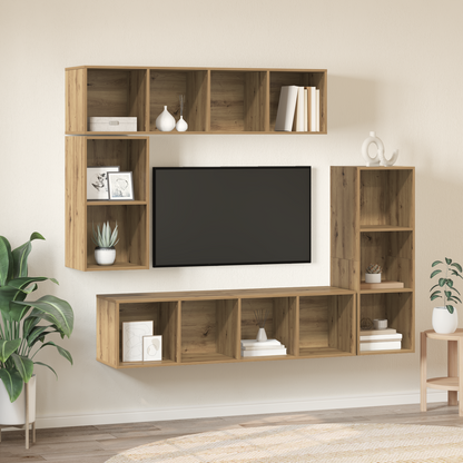 TV Cabinet Set Wall-mounted 4 pcs Artisan Oak Engineered Wood