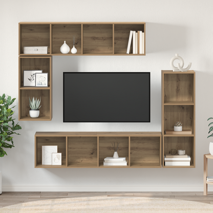 TV Cabinet Set Wall-mounted 4 pcs Artisan Oak Engineered Wood