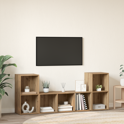 TV Cabinet Set 3 pcs Brown Engineered Wood