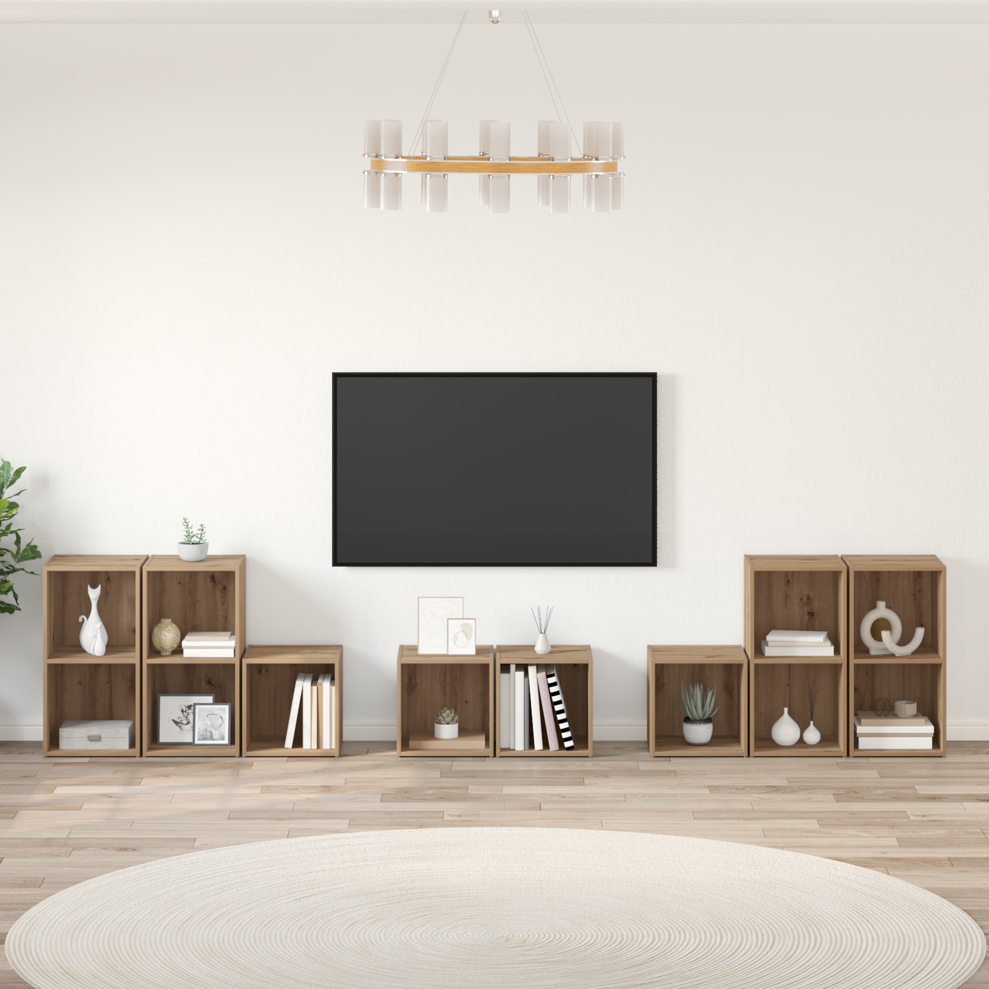 TV Cabinet Set Wall-mounted 8 pcs Artisan Oak Engineered Wood
