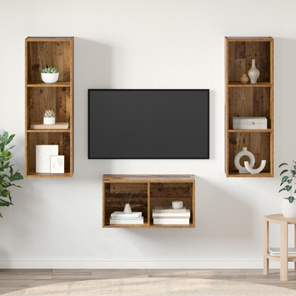 TV Cabinet Set Old Wood 37 x 37 x 107 cm Engineered Wood