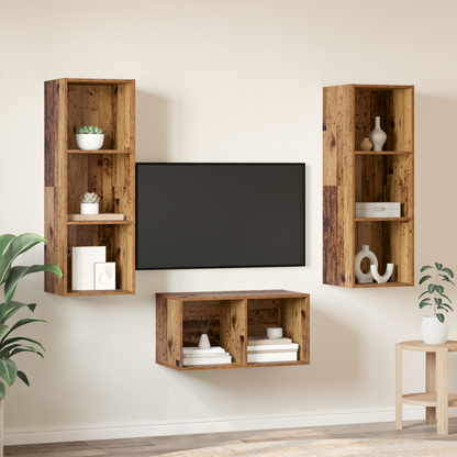 TV Cabinet Set Old Wood 37 x 37 x 107 cm Engineered Wood