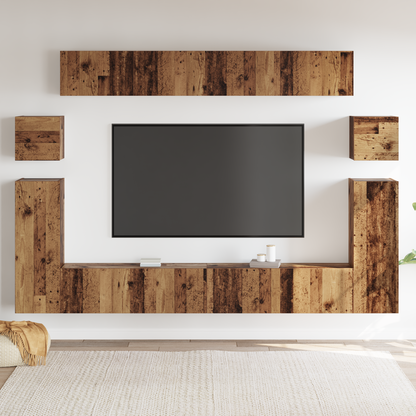 TV Units Wall-mounted 4 pcs Old Wood Engineered wood