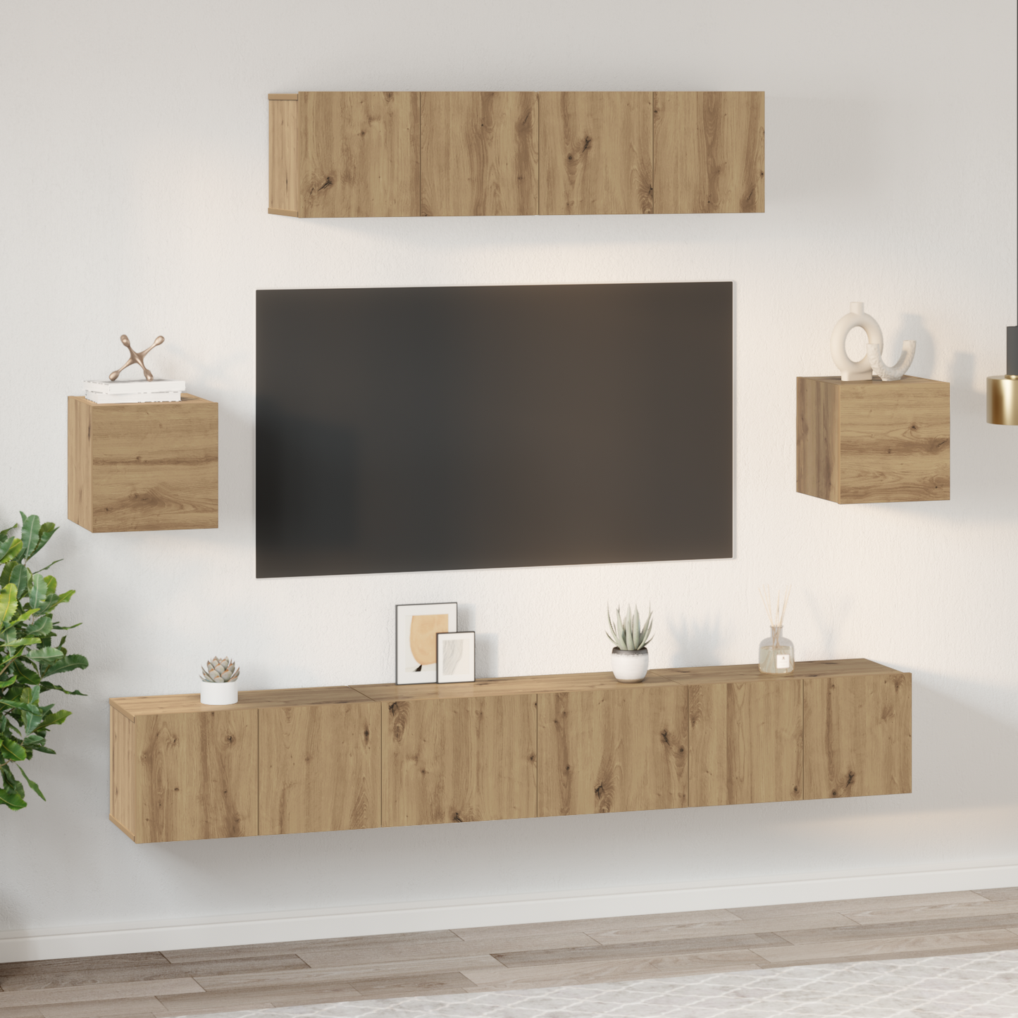TV Cabinet Set Wall-mounted 7 pcs Artisan Oak Engineered Wood