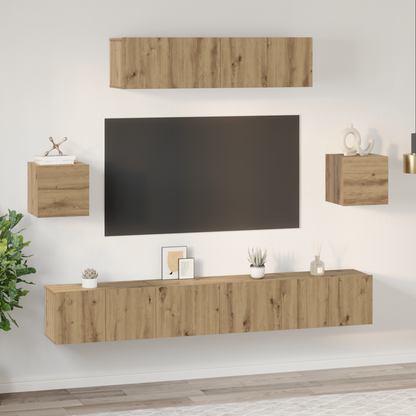 TV Cabinet Set Wall-mounted 7 pcs Artisan Oak Engineered Wood