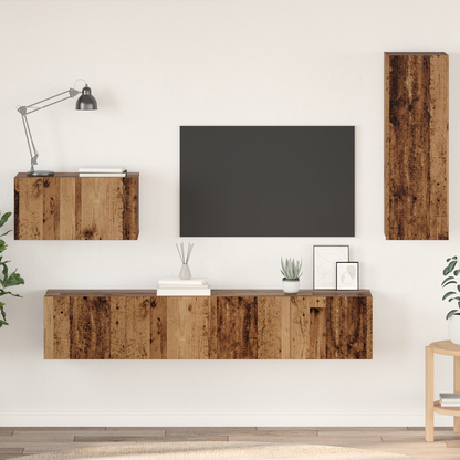 Wall TV Cabinet Wall-mounted 4 pcs Old Wood Engineered Wood