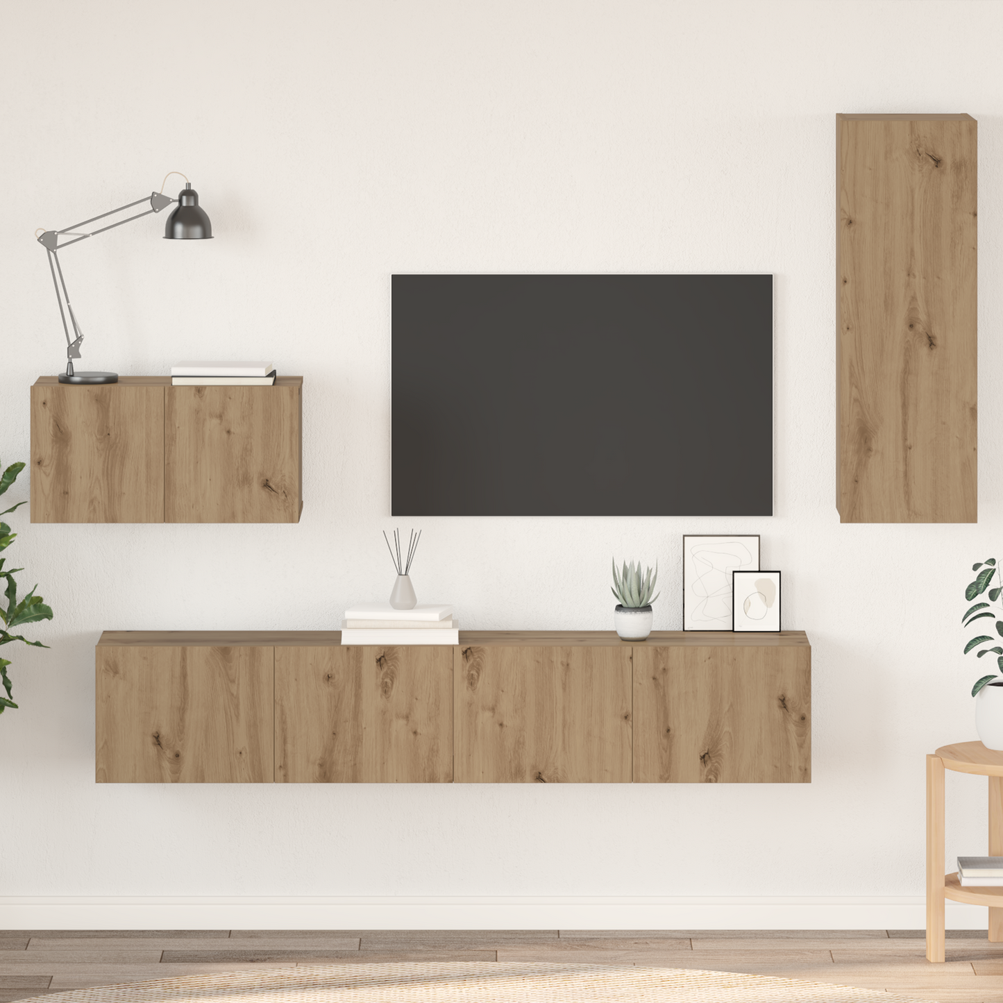 Wall TV Cabinet Wall-mounted 4 pcs Artisan Oak Engineered Wood