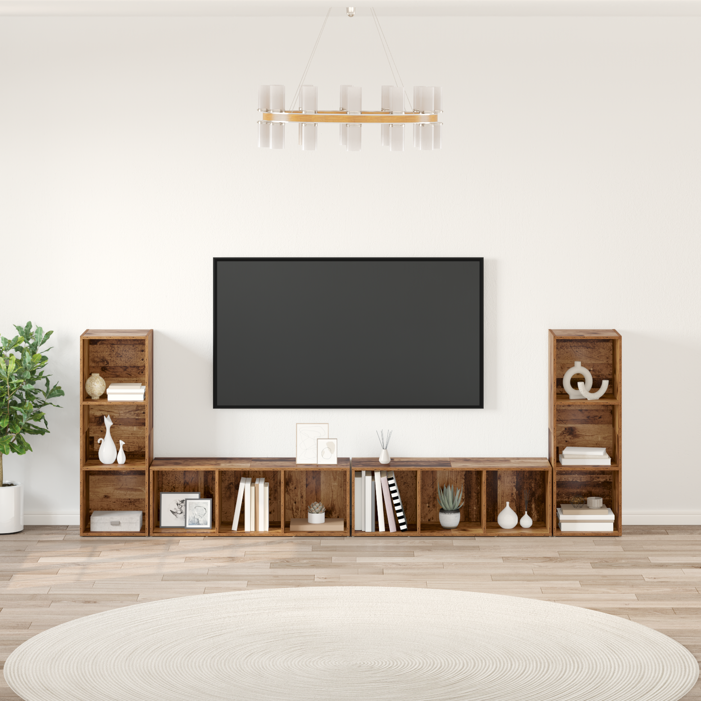 TV Cabinet Set 4 pcs Old Wood 37 x 35 x 107 cm Engineered Wood