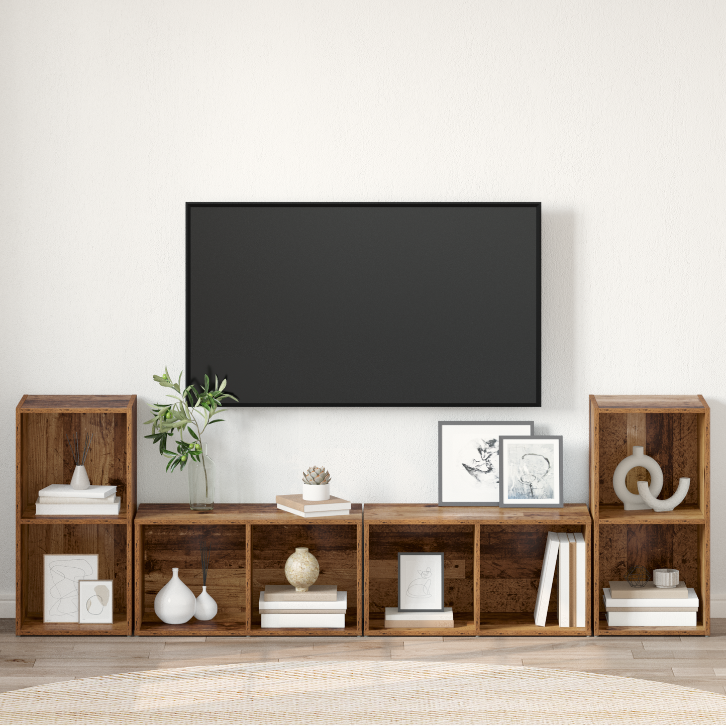 TV Cabinet Set 4 pcs Old Wood 37 x 37 x 72 cm Engineered Wood