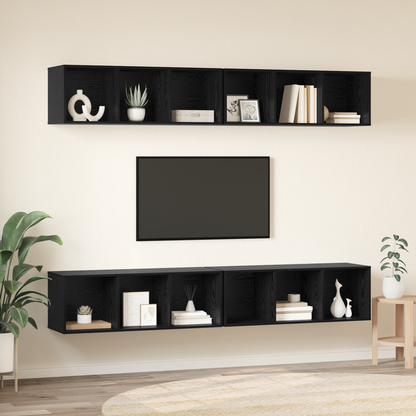 TV Cabinet Set 4 pcs Black Oak 37 x 37 x 107 cm Engineered Wood