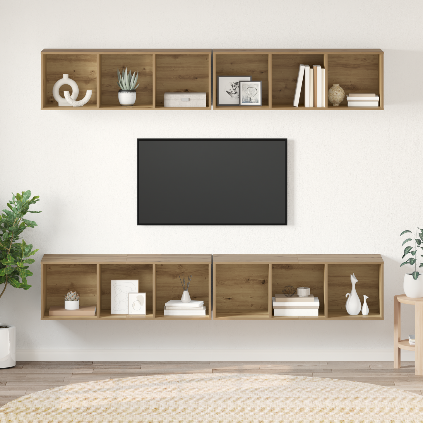 TV Cabinet Set Wall-mounted 4 pcs Artisan Oak 37 x 37 x 107 cm