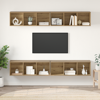TV Cabinet Set Wall-mounted 4 pcs Artisan Oak 37 x 37 x 107 cm