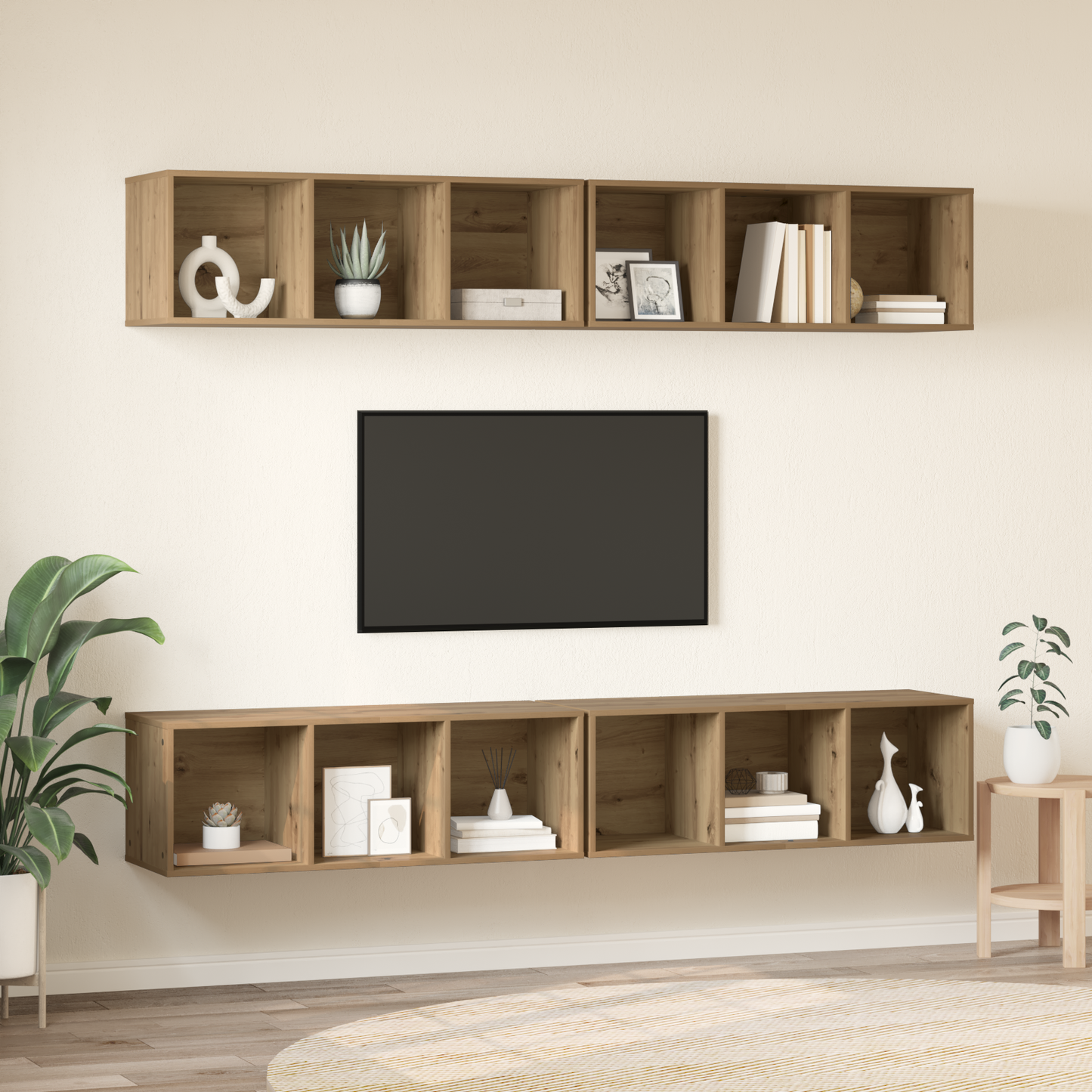 TV Cabinet Set Wall-mounted 4 pcs Artisan Oak 37 x 37 x 107 cm
