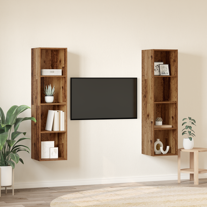 TV Cabinet Set 2 pcs Brown 37 x 37 x 142.5 cm Engineered Wood