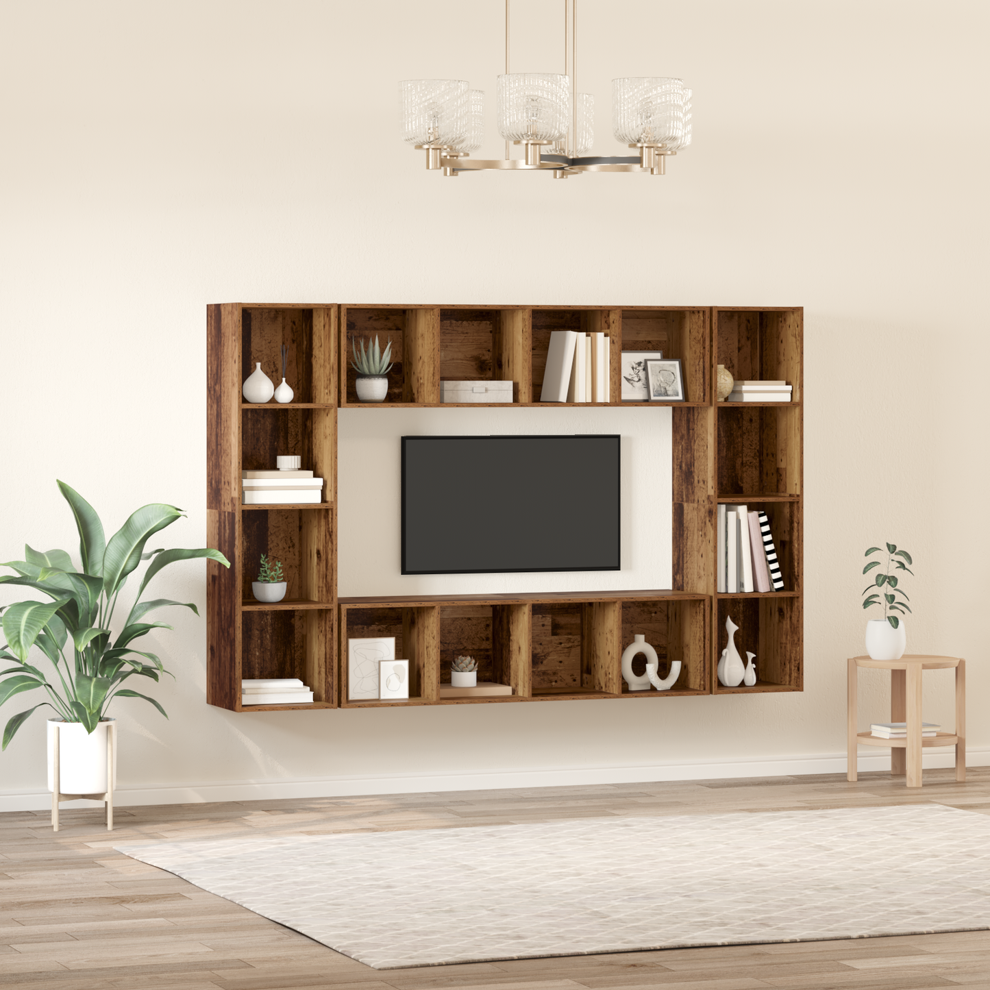 TV Cabinet Set 4 pcs Brown 37 x 37 x 142.5 cm Engineered Wood