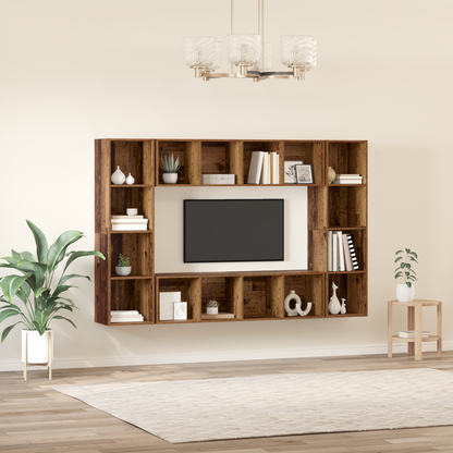 TV Cabinet Set 4 pcs Brown 37 x 37 x 142.5 cm Engineered Wood